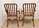 Pair Of Zebra Print Carved Wood Arm Chairs