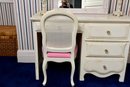Vintage Four Drawer Desk With Crystal Knobs, Upholstered Cane Back Chair And Mirror (paint Project)