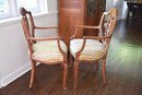 Pair Of Carved Wood Hepplewhite Shield Back Armchairs In The Prince Of Whales Motif