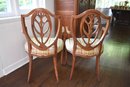 Pair Of Carved Wood Hepplewhite Shield Back Armchairs In The Prince Of Whales Motif