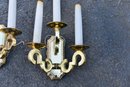 Set Of Three Brass Electrified Wall Sconces