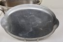 Collection Of Pewter Serving Items - Pottery Barn Ice Bucket, Wilton Serving Platter And Butter Lidded Bowl