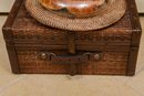 Leather Briefcase And Centerpiece Plate And Bowl With Decorative Pumpkins