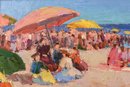 Signed K. Yunia (South Korea, 1972- ) Oil On Canvas Painting Of A Beach Scene
