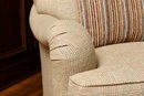 Edward Ferrell Upholstered Wing Chair With Brass Casters And Throw Pillow (2 Of 2)