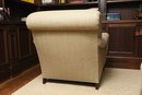 Edward Ferrell Upholstered Wing Chair With Brass Casters And Throw Pillow (2 Of 2)