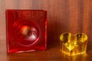 Signed Christian Tortu Diabolo Rouge Red Vase, Glass Heart Paperweight, Vase And More