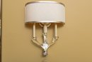 Pair Of Three Arm Glass And Silver Leaf Wall Sconces