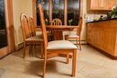 Lustig Brothers Tiger Oak And Formica Kitchen Table With Matching Set Of Six Chairs And Two Leaves
