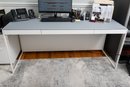 BDI Innovative Modern Designs Centro Steel Desk With Micro-Etched Glass Top (RETAIL $1,799)