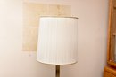 Vintage-modern Polished Chrome And Brass Table Lamp With Square Glass Table