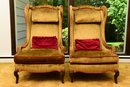 Pair Of Oxford CSI Custom Designed Louis XV Style Wing Back Chairs
