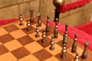 Mid-Century Chess Set From Israel With Brass Playing Pieces