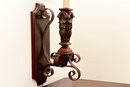 Carved Wood And Metal Scrolled Wall Sconce