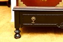 Vintage Chinoiserie Hand Painted Chinese Wood Bar / Storage Cabinet With Key And Bottom Drawer