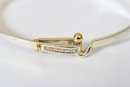 Sterling Silver And 18K Gold Hook And Eye Bangle Bracelet With Diamond Chips