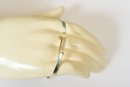 Sterling Silver And 18K Gold Hook And Eye Bangle Bracelet With Diamond Chips