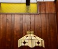 Vintage Slag And Stained Glass Hanging Light Fixture