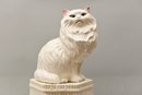 Ceramic Garden Stool And Persian Cat Figurine