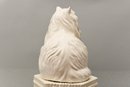 Ceramic Garden Stool And Persian Cat Figurine
