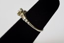 Antique 14k White Gold With Center Diamond And Two Side Diamonds (Size 5)
