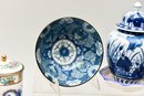 Set Of Five Chinese Hand Painted Porcelain Lidded Cups, Chinese Ginger Jar And Chinese Bowl