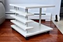 Modern Italian White Lacquer Side Table On Casters