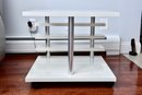 Modern Italian White Lacquer Side Table On Casters