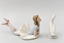 Lladro Heather Porcelain Ballerina Figurine And Little Duck Figurine