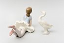 Lladro Heather Porcelain Ballerina Figurine And Little Duck Figurine