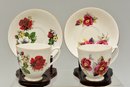 Collection On Nine Tea Cups And Saucer Sets With Seven Stands