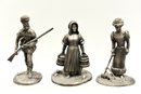 Collection Of Ten The American People Fine Pewter Figurines From The Franklin Mint With Display Wall Shelf