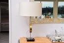 Vintage Brass And Acrylic Glass Three Stacked Disc Table Lamp