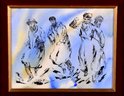 Pair Of Signed Harold Kushner Judaica Dancing Watercolor Paintings