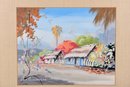 Pair Of Signed Framed Watercolor Paintings Depicting Tropical Island Landscapes