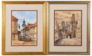 Pair Of Signed Watercolor Paintings Depicting Prague And Austria