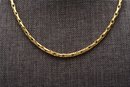 18K Yellow Gold Rounded Wheat Style Link High Polish Finish Necklace