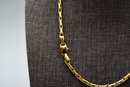 18K Yellow Gold Rounded Wheat Style Link High Polish Finish Necklace