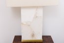 Modern Rectangular Alabaster Table Lamp With Brushed Brass Base