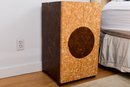 Matahati White And Brown Coconut Mosaic Reclaimed Teak Wood Cabinet Side Table