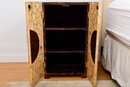 Matahati White And Brown Coconut Mosaic Reclaimed Teak Wood Cabinet Side Table