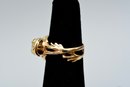 14K Yellow Gold Frog Ring With Emerald Eyes (Size 5.75)