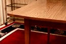 Mid-Century Modern Walnut Laminate Surf Dining Table With Two Leaves