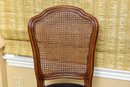 Set Of Four Ottavio's Woodworking Leather And Cane Back Side Chairs With Nailhead Stud Trim