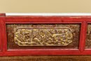 Chinese Five Panel Gilt Carved Partial Wood Screen