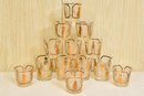 Set Of Thirteen Mid-century Gilt Pineapple Themed Glasses