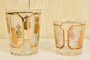 Set Of Thirteen Mid-century Gilt Pineapple Themed Glasses