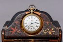 Antique Jewelry Box And Vintage Ansonia Clock Co. Pocket Watch