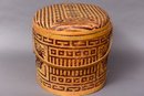 Handwoven Lidded Basket With Double Handles From Santa Fe New Mexico