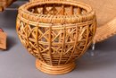 Set Of Five Hand Woven Baskets And Zulu Herb Container